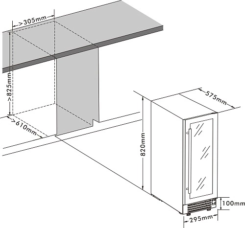 Шкаф винный CELLARPRIVATE CP020-1TWH