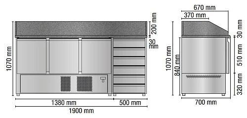 Стол для пиццы TECNODOM SLV03C6