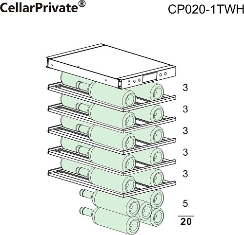 Шкаф винный CELLARPRIVATE CP020-1TWH