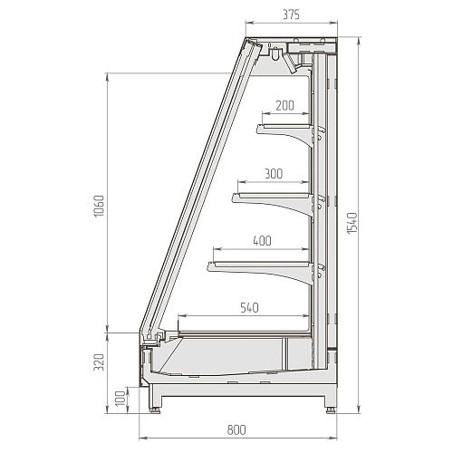 Витрина холодильная BRANDFORD Ikar Slim SQ 125