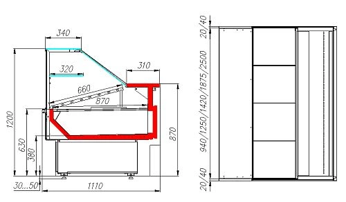 Витрина неохлаждаемая CARBOMA Бавария 2 GC110 N 1,5-1 RAL1005